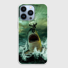 Чехол для iPhone 13 Pro с принтом Shark Attack | Акула атакует в Белгороде,  |  | attack | shark | акула | атака | парашютист | челюсти