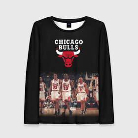 Женский лонгслив 3D с принтом CHICAGO BULLS [3] в Белгороде, 100% полиэстер | длинные рукава, круглый вырез горловины, полуприлегающий силуэт | basketball | bulls | chicago | chicago bulls | jordan | nba | баскетбол | джордан | нба | чикаго буллз