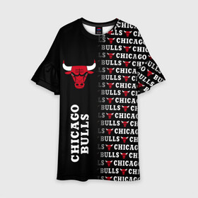 Детское платье 3D с принтом CHICAGO BULLS [7] в Белгороде, 100% полиэстер | прямой силуэт, чуть расширенный к низу. Круглая горловина, на рукавах — воланы | basketball | bulls | chicago | chicago bulls | jordan | nba | баскетбол | джордан | нба | чикаго буллз