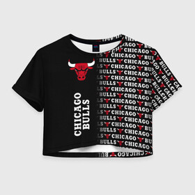 Женская футболка Crop-top 3D с принтом CHICAGO BULLS [7] в Белгороде, 100% полиэстер | круглая горловина, длина футболки до линии талии, рукава с отворотами | basketball | bulls | chicago | chicago bulls | jordan | nba | баскетбол | джордан | нба | чикаго буллз