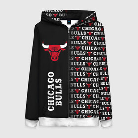 Женская толстовка 3D на молнии с принтом CHICAGO BULLS [7] в Белгороде, 100% полиэстер | длина до линии бедра, манжеты и пояс оформлены мягкой тканевой резинкой, двухслойный капюшон со шнурком для регулировки, спереди молния, по бокам два кармана | basketball | bulls | chicago | chicago bulls | jordan | nba | баскетбол | джордан | нба | чикаго буллз