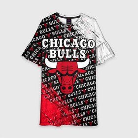 Детское платье 3D с принтом CHICAGO BULLS [6] в Белгороде, 100% полиэстер | прямой силуэт, чуть расширенный к низу. Круглая горловина, на рукавах — воланы | basketball | bulls | chicago | chicago bulls | jordan | nba | баскетбол | джордан | нба | чикаго буллз