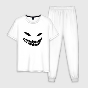 Мужская пижама хлопок с принтом Ghost face в Белгороде, 100% хлопок | брюки и футболка прямого кроя, без карманов, на брюках мягкая резинка на поясе и по низу штанин
 | disturbed | drain | face | ghost | дрейн | монстр | призрак