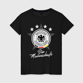 Женская футболка хлопок с принтом Сборная Германии в Белгороде, 100% хлопок | прямой крой, круглый вырез горловины, длина до линии бедер, слегка спущенное плечо | die mannschaft | германия | сборная германии | футбол | чемпионат европы | чемпионат мира