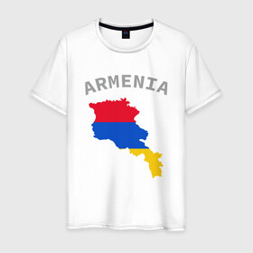 Мужская футболка хлопок с принтом Карта Армении в Белгороде, 100% хлопок | прямой крой, круглый вырез горловины, длина до линии бедер, слегка спущенное плечо. | armenia | armenya | арарат | армения | армяне | армянин | арцах | горы | ереван | кавказ | народ | саркисян | ссср | страна | флаг