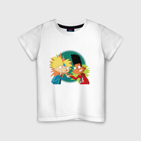 Детская футболка хлопок с принтом Hey Arnold!  в Белгороде, 100% хлопок | круглый вырез горловины, полуприлегающий силуэт, длина до линии бедер | мульсериалы | мультфильмы 90 х | никелодеон | ностальгия | нулевые | эй арнольд