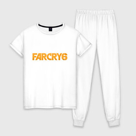 Женская пижама хлопок с принтом FC6 Logo в Белгороде, 100% хлопок | брюки и футболка прямого кроя, без карманов, на брюках мягкая резинка на поясе и по низу штанин | far cry | fc6 | gamer | games | ubisoft | фар край | яра
