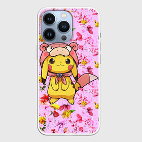 Чехол для iPhone 13 Pro с принтом Пикачу в цветочках в Белгороде,  |  | anime | picachu | pikachu | аниме | милый | пика | пикачу | покебол | покемон