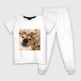 Детская пижама хлопок с принтом Мем про собак в Белгороде, 100% хлопок |  брюки и футболка прямого кроя, без карманов, на брюках мягкая резинка на поясе и по низу штанин
 | Тематика изображения на принте: белый | игрушки мягкие | мем | милый | прикол | сиба ину | собака