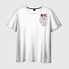 Мужская футболка 3D с принтом МЧС в Белгороде, 100% полиэфир | прямой крой, круглый вырез горловины, длина до линии бедер | firefighter | rescuer | пожарный | спасатель | спсч