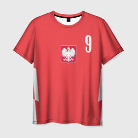 Мужская футболка 3D с принтом Lewandowski Poland 9 в Белгороде, 100% полиэфир | прямой крой, круглый вырез горловины, длина до линии бедер | Тематика изображения на принте: football | польша | польша футбол | футбол | футбольный клуб | футбольшый клуб польши