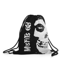 Рюкзак-мешок 3D с принтом MISFITS [1] в Белгороде, 100% полиэстер | плотность ткани — 200 г/м2, размер — 35 х 45 см; лямки — толстые шнурки, застежка на шнуровке, без карманов и подкладки | misfits | music | rock | мисфитс | музыка | рок