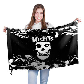 Флаг 3D с принтом MISFITS [4] в Белгороде, 100% полиэстер | плотность ткани — 95 г/м2, размер — 67 х 109 см. Принт наносится с одной стороны | misfits | music | rock | мисфитс | музыка | рок