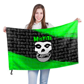 Флаг 3D с принтом MISFITS [3] в Белгороде, 100% полиэстер | плотность ткани — 95 г/м2, размер — 67 х 109 см. Принт наносится с одной стороны | misfits | music | rock | мисфитс | музыка | рок