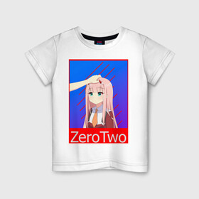 Детская футболка хлопок с принтом Маленькая Ноль Два в Белгороде, 100% хлопок | круглый вырез горловины, полуприлегающий силуэт, длина до линии бедер | 002 | anime | girl | zero two | девушка | любимый во франксе