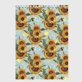 Скетчбук с принтом Подсолнухи и пчёлы на голубом в Белгороде, 100% бумага
 | 48 листов, плотность листов — 100 г/м2, плотность картонной обложки — 250 г/м2. Листы скреплены сверху удобной пружинной спиралью | bee | bees | blue sky | fashion | flowers | flowers lovers | honey | sunflower | sunflowers | букет подсолнухов | весенние подсолнухи | голубое небо | жёлтые подсолнухи | летние подсолнухи | летние цветы | мёд | медовые соты