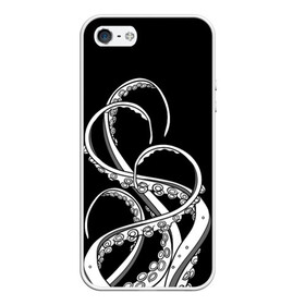 Чехол для iPhone 5/5S матовый с принтом Octopus Black and White в Белгороде, Силикон | Область печати: задняя сторона чехла, без боковых панелей | fish | kraken | ocean spirit | octopus | sea | summer | вода | водный мир | животные | зверь | кальмар | кракен | лето | монстр | море | морская живность | морские обитатели | осьминог | отпуск | рыба | черно белый | чуд