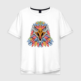 Мужская футболка хлопок Oversize с принтом Радужный орёл в Белгороде, 100% хлопок | свободный крой, круглый ворот, “спинка” длиннее передней части | birds | eagle | звери | орел | птицы
