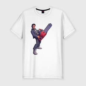 Мужская футболка хлопок Slim с принтом Том Круз ретро стиль в Белгороде, 92% хлопок, 8% лайкра | приталенный силуэт, круглый вырез ворота, длина до линии бедра, короткий рукав | актер | бензопила | круз | ретро
