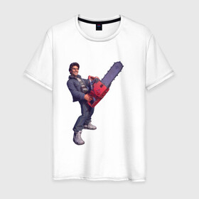 Мужская футболка хлопок с принтом Том Круз ретро стиль в Белгороде, 100% хлопок | прямой крой, круглый вырез горловины, длина до линии бедер, слегка спущенное плечо. | актер | бензопила | круз | ретро
