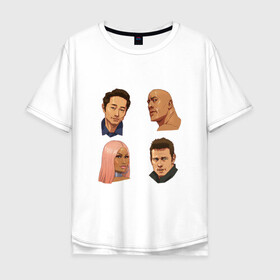Мужская футболка хлопок Oversize с принтом Том и его друзья в Белгороде, 100% хлопок | свободный крой, круглый ворот, “спинка” длиннее передней части | Тематика изображения на принте: актер | круз | ники минаж | скала