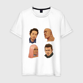 Мужская футболка хлопок с принтом Том и его друзья в Белгороде, 100% хлопок | прямой крой, круглый вырез горловины, длина до линии бедер, слегка спущенное плечо. | актер | круз | ники минаж | скала
