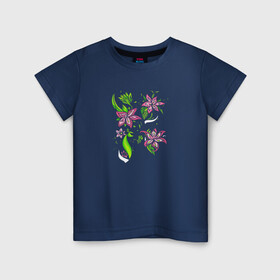 Детская футболка хлопок с принтом Four flowers в Белгороде, 100% хлопок | круглый вырез горловины, полуприлегающий силуэт, длина до линии бедер | flowers | природа | растения | розовый цветок | цветы