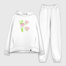 Женский костюм хлопок Oversize с принтом Four flowers в Белгороде,  |  | flowers | природа | растения | розовый цветок | цветы