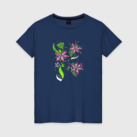 Женская футболка хлопок с принтом Four flowers в Белгороде, 100% хлопок | прямой крой, круглый вырез горловины, длина до линии бедер, слегка спущенное плечо | flowers | природа | растения | розовый цветок | цветы
