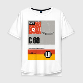 Мужская футболка хлопок Oversize с принтом Кассета 2 в Белгороде, 100% хлопок | свободный крой, круглый ворот, “спинка” длиннее передней части | 90s | basf | кассеты | музыка | ретро.
