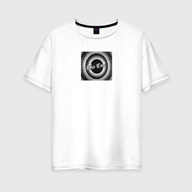 Женская футболка хлопок Oversize с принтом The End в Белгороде, 100% хлопок | свободный крой, круглый ворот, спущенный рукав, длина до линии бедер
 | the end | кино | конец | надпись на английском | ретро | старый | театр | фильм