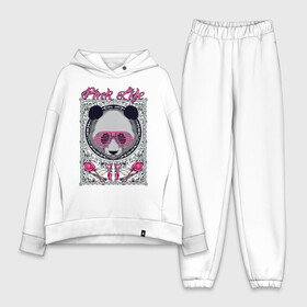 Женский костюм хлопок Oversize с принтом PINK LIFE в Белгороде,  |  | black | fashion | girl | life | panda | pink | roses | text | white | женский | жизнь | лето | мода | очки | панда | розовый | розы | стиль | узор