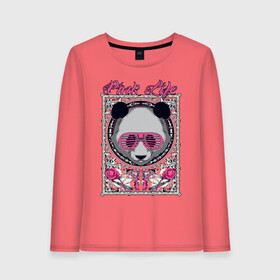 Женский лонгслив хлопок с принтом PINK LIFE в Белгороде, 100% хлопок |  | black | fashion | girl | life | panda | pink | roses | text | white | женский | жизнь | лето | мода | очки | панда | розовый | розы | стиль | узор