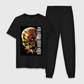 Мужская пижама хлопок с принтом Five Finger Death Punch в Белгороде, 100% хлопок | брюки и футболка прямого кроя, без карманов, на брюках мягкая резинка на поясе и по низу штанин
 | fangs | groove metal | group | jaw | rock | skull | star | грув металл | группа | звезда | клыки | пасть | рок | череп
