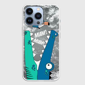 Чехол для iPhone 13 Pro с принтом Крокодил и птичка Miam в Белгороде,  |  | alligator | crocodile | reptile | аллигатор | крокодил | крокодильчик | птица | птичка