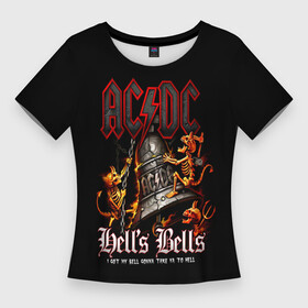 Женская футболка 3D Slim с принтом AC DC Hell s Bells в Белгороде,  |  | ac dc | acdc | back in black | columbia | epic | force | guitar | pop | rock | vevo | ангус | ангус янг | ас дс | асдс | блюз | бон скотт | брайан джонсон | дэйв эванс | клифф уильямс | крис слейд | малькольм янг | рок | стиви янг | фил радд