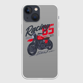 Чехол для iPhone 13 mini с принтом Racing 85 в Белгороде,  |  | bike | custom | байк | байкер | кастом | мото | мотокросс | мотоцикл | скорость