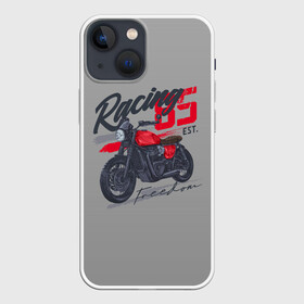 Чехол для iPhone 13 mini с принтом Racing 85 в Белгороде,  |  | Тематика изображения на принте: bike | custom | байк | байкер | кастом | мото | мотокросс | мотоцикл | скорость