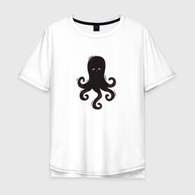 Мужская футболка хлопок Oversize с принтом Осьминог каваи в Белгороде, 100% хлопок | свободный крой, круглый ворот, “спинка” длиннее передней части | cute | octopus | милый | морское | осьминог | осьминожка | паттерн | тентакли | щупальца