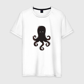 Мужская футболка хлопок с принтом Осьминог каваи в Белгороде, 100% хлопок | прямой крой, круглый вырез горловины, длина до линии бедер, слегка спущенное плечо. | Тематика изображения на принте: cute | octopus | милый | морское | осьминог | осьминожка | паттерн | тентакли | щупальца
