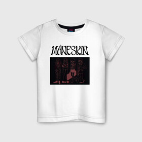 Детская футболка хлопок с принтом Maneskin в Белгороде, 100% хлопок | круглый вырез горловины, полуприлегающий силуэт, длина до линии бедер | maneskin | manskin | monskin | манескин | монскин