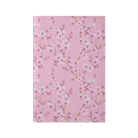 Обложка для паспорта матовая кожа с принтом Цветущая розовая вишня в Белгороде, натуральная матовая кожа | размер 19,3 х 13,7 см; прозрачные пластиковые крепления | Тематика изображения на принте: cherry blossom | sakura | азия | весна | ветки | вишня | для девушки | женский | милый | нежный | природа | розовый | сакура | цветение | цветочный принт | цветущая вишня | цветущие ветки | цветущий миндаль