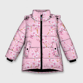 Зимняя куртка для девочек 3D с принтом Цветущая розовая вишня в Белгороде, ткань верха — 100% полиэстер; подклад — 100% полиэстер, утеплитель — 100% полиэстер. | длина ниже бедра, удлиненная спинка, воротник стойка и отстегивающийся капюшон. Есть боковые карманы с листочкой на кнопках, утяжки по низу изделия и внутренний карман на молнии. 

Предусмотрены светоотражающий принт на спинке, радужный светоотражающий элемент на пуллере молнии и на резинке для утяжки. | cherry blossom | sakura | азия | весна | ветки | вишня | для девушки | женский | милый | нежный | природа | розовый | сакура | цветение | цветочный принт | цветущая вишня | цветущие ветки | цветущий миндаль