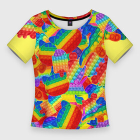 Женская футболка 3D Slim с принтом Разные Pop It масляная краска в Белгороде,  |  | amogus | among us | pop it | popit | амогус | амонг ас | динозавр | кошка pop it | мороженое | поп ит | поп ыт | попит | попыт | симпл | симпл димпл
