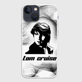 Чехол для iPhone 13 mini с принтом Tom Cruise (famous actor) в Белгороде,  |  | black and white | famous actor | hollywood actor | tom cruise | tom cruise lettering | tom cruise print | актер голливуда | известный актер | надпись том круз | принт том круз | том круз | черный и белый