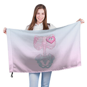 Флаг 3D с принтом Yumemi Riamu (Риаму Юмэми) в Белгороде, 100% полиэстер | плотность ткани — 95 г/м2, размер — 67 х 109 см. Принт наносится с одной стороны | anime | yumemi riamu | аниме | девушки золушки | риаму юмэми | сердце | скелет | хэллоуин