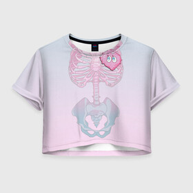 Женская футболка Crop-top 3D с принтом Yumemi Riamu (Риаму Юмэми) в Белгороде, 100% полиэстер | круглая горловина, длина футболки до линии талии, рукава с отворотами | Тематика изображения на принте: anime | yumemi riamu | аниме | девушки золушки | риаму юмэми | сердце | скелет | хэллоуин