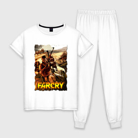 Женская пижама хлопок с принтом FARCRY Fortune’s в Белгороде, 100% хлопок | брюки и футболка прямого кроя, без карманов, на брюках мягкая резинка на поясе и по низу штанин | farcry | fc 5 | fc5 | фар край