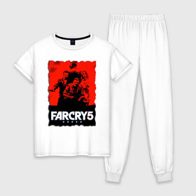 Женская пижама хлопок с принтом FARCRY  | ФАРКРАЙ  в Белгороде, 100% хлопок | брюки и футболка прямого кроя, без карманов, на брюках мягкая резинка на поясе и по низу штанин | farcry | fc 5 | fc5 | фар край