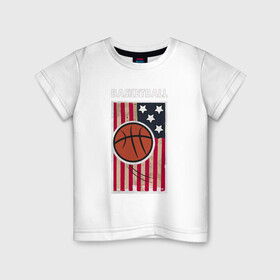 Детская футболка хлопок с принтом USA Basketball в Белгороде, 100% хлопок | круглый вырез горловины, полуприлегающий силуэт, длина до линии бедер | basketball | game | nba | sport | streetball | баскетбол | баскетболист | игра | игрок | мяч | нба | спорт | стритбол | тренер